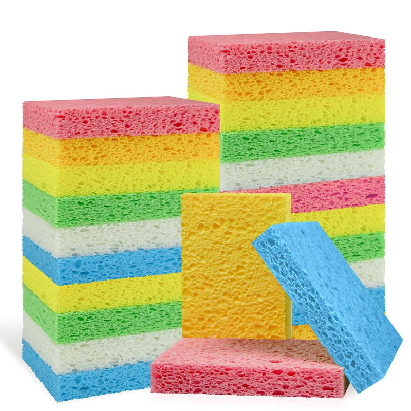 biguphate Kitchen Sponges 24 PCS- Compressed Cellulose Sponges Non-Scratch Natural Dish Sponge for Kitchen Bathroom Cars, Funny Cut-Outs DIY for Kids - Image 1